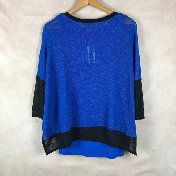 GRACE ELEMENTS Blue/Black Layered Look Knit Top NWT Small - Picture 2 of 6